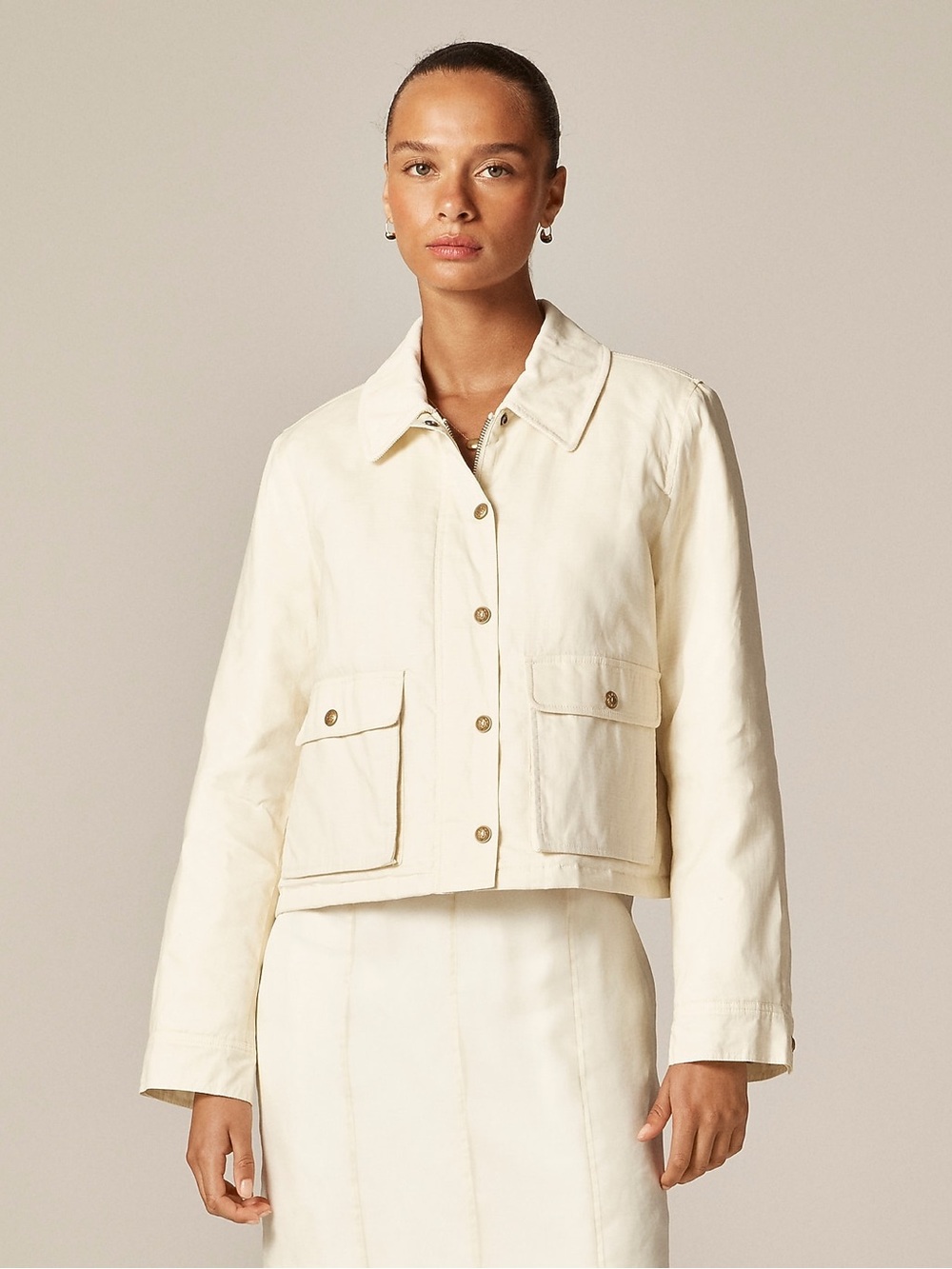 J. Crew Cropped Barn Jacket in ripstop cotton Utility Chic Small NWT